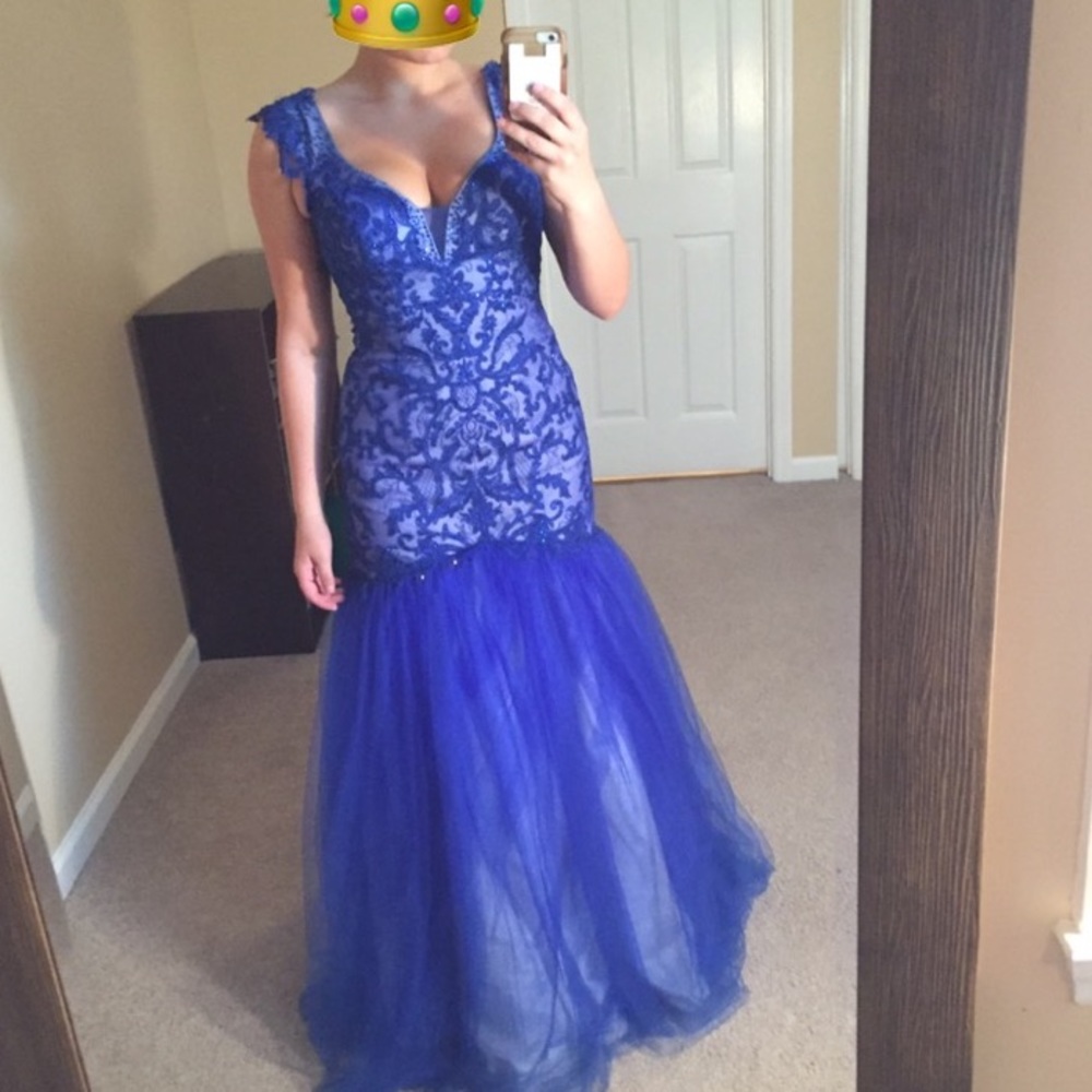 Royal Blue Sherri Hill pageant Prom formal gown